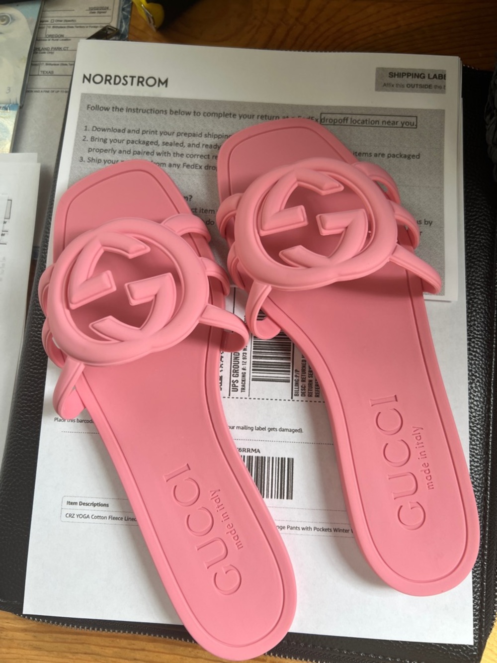 Gucci Pink Interlocking G Slide Sandals